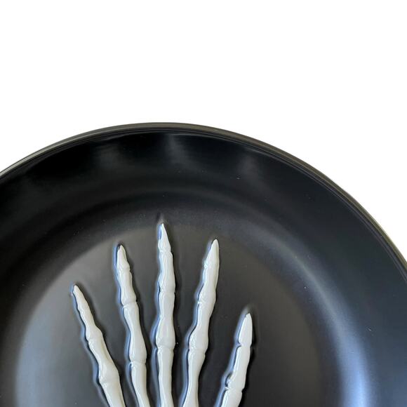 Black & White Halloween Skeleton Hand Serving Bowl Candy Dish 10.5in Spooky NEW - Picture 4 of 10